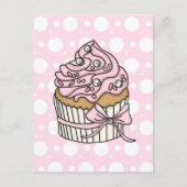 Carte Postale Gâteaux rose et fille anniversaire points (Devant)