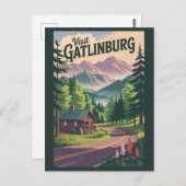 Carte Postale Gatlinburg Tennessee Cabine Travel Art Vintage (Devant / Derrière)