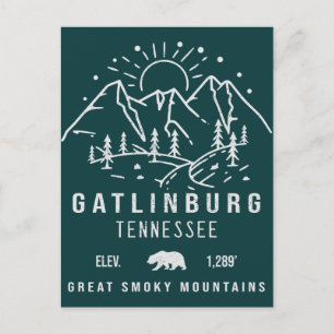 Carte Postale Gatlinburg Tennessee Minimaliste Randonnée Camping