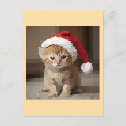 Carte Postale Gato fofo em noite de Natal. (Devant)