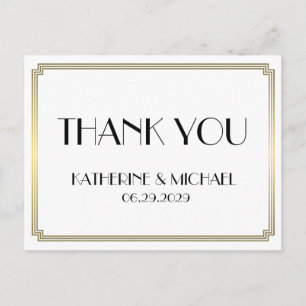 Carte Postale Gatsby Art Déco Or Remerciements De Mariage