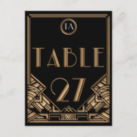 Gatsby style Art déco d'or noir Numéro de tableau