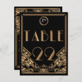 Carte Postale Gatsby style Art déco d'or noir Numéro de tableau  (Devant / Derrière)