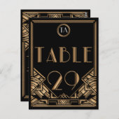 Carte Postale Gatsby style Art déco d'or noir Numéro de tableau  (Devant / Derrière)