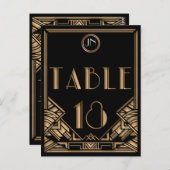 Carte Postale Gatsby style Art déco d'or noir Numéro de tableau  (Devant / Derrière)
