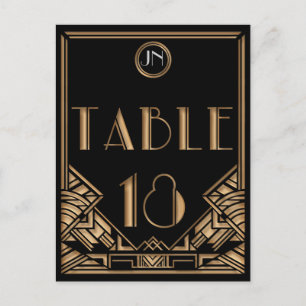 Carte Postale Gatsby style Art déco d'or noir Numéro de tableau 