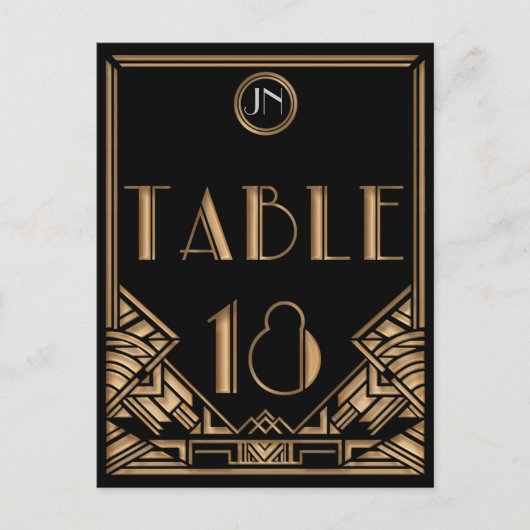 Carte Postale Gatsby style Art déco d'or noir Numéro de tableau (Devant)