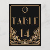 Carte Postale Gatsby style Art déco d'or noir Numéro de tableau (Devant)