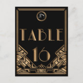 Carte Postale Gatsby style Art déco d'or noir Numéro de tableau (Devant)