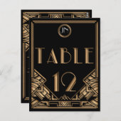 Carte Postale Gatsby style Art déco d'or noir Numéro de tableau (Devant / Derrière)