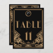 Carte Postale Gatsby style Art déco d'or noir Numéro de tableau (Devant / Derrière)