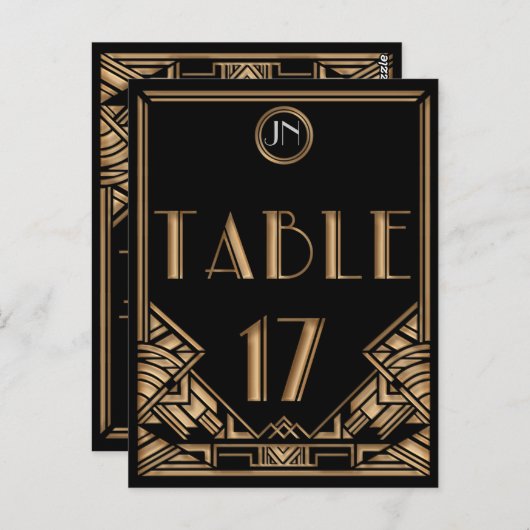 Carte Postale Gatsby style Art déco d'or noir Tableau Numéro 17 (Devant / Derrière)