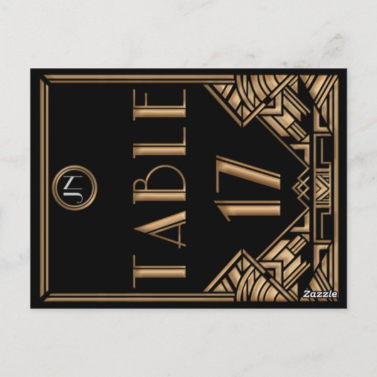 Carte Postale Gatsby style Art déco d'or noir Tableau Numéro 17 (Dos)