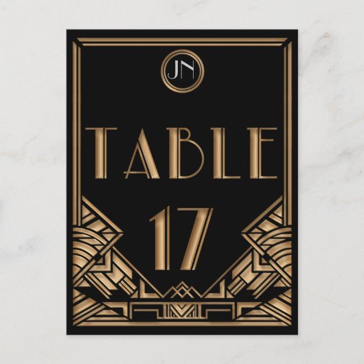 Carte Postale Gatsby style Art déco d'or noir Tableau Numéro 17 (Devant)