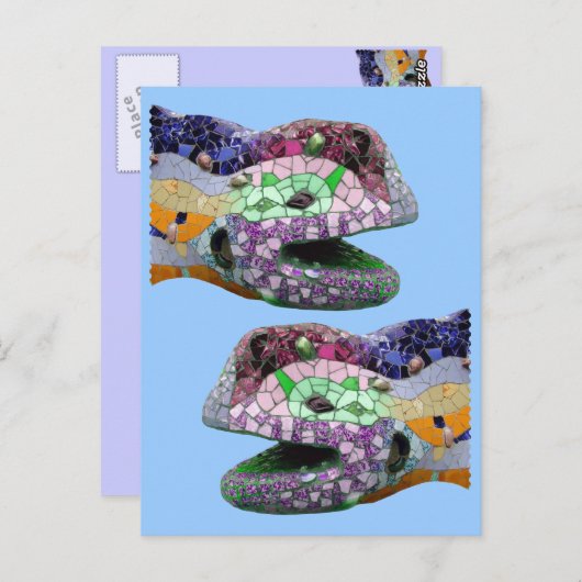 Carte Postale Gaudi Lizard Head Mosaques (Devant / Derrière)