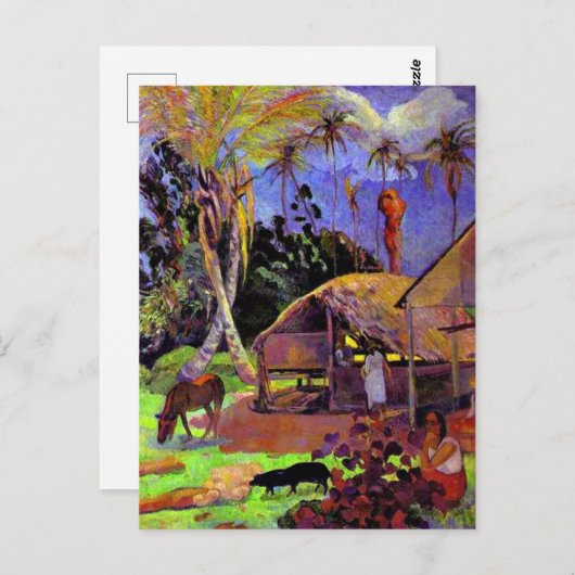 Carte Postale Gauguin - Cochons noirs (Devant / Derrière)