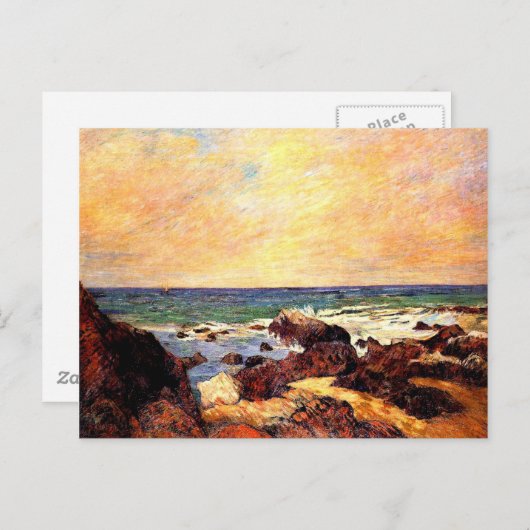 Carte Postale Gauguin - Roches et mer, 1886, tableau (Devant / Derrière)