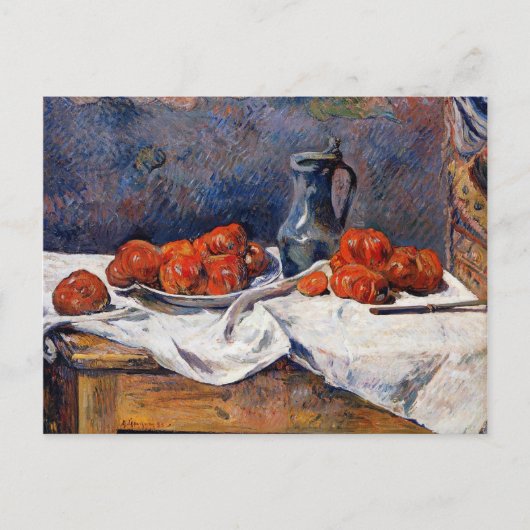 Carte Postale Gauguin - Tomates et un tankard d'eau douce sur un (Devant)