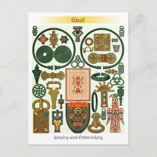 Carte Postale Gaule - Bijoux et broderie (Devant)
