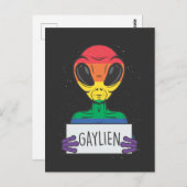 Carte Postale Gay Alien petit ami Rainbow Bisexual Pride (Devant / Derrière)