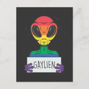 Carte Postale Gay Alien petit ami Rainbow Bisexual Pride