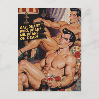 Carte Postale Gay, chéri ? Qui, chéri ? Moi, chéri ? Oh, chéri !