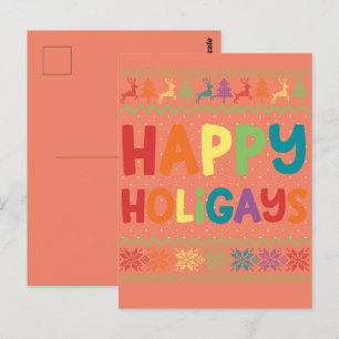 Carte Postale Gay Noël Drôle LGBT Joyeux Holigays Arc-en-ciel