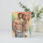 Carte Postale Gay Pride Affection : Duo à l'aquarelle (Debout devant)