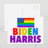 Carte Postale Gay pride du drapeau américain Biden Harris Rainbo (Devant / Derrière)