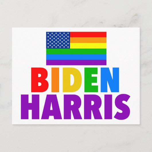 Carte Postale Gay pride du drapeau américain Biden Harris Rainbo (Devant)