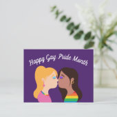 Carte Postale Gay pride Mois Lesbiennes Filles Romantique Baiser (Debout devant)