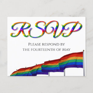 Carte postale gay pride Rainbow Wedding RSVP