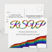 Carte postale gay pride Rainbow Wedding RSVP (Devant / Derrière)