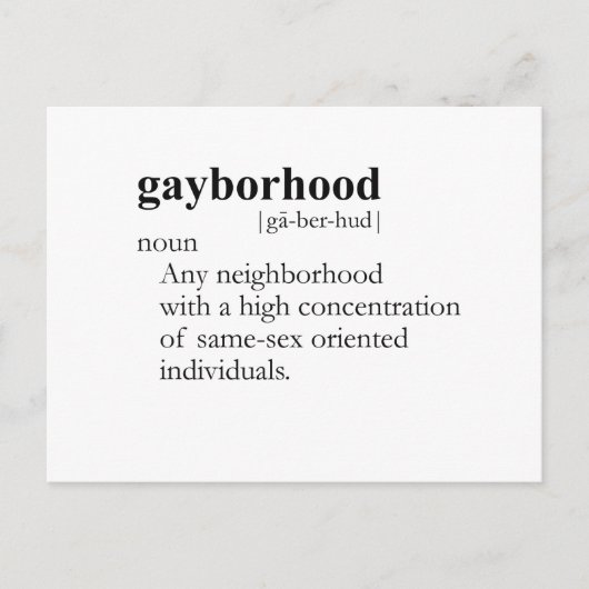 Carte Postale GAYBORHOOD (définition) (Devant)