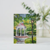 Carte Postale gazebo aquarelle peinture jardin nature (Debout devant)