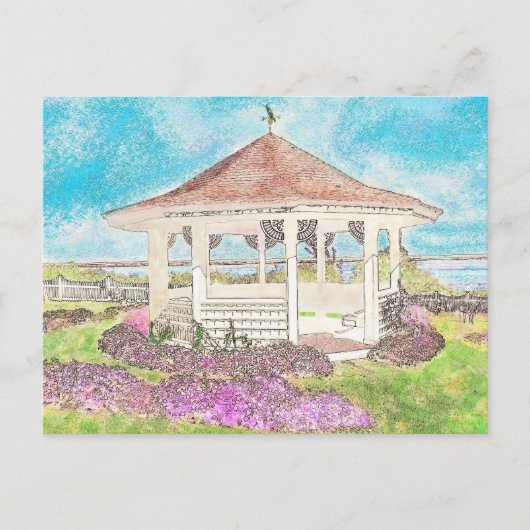 Carte Postale Gazebo Blanc Peint À Cape Cod (Devant)