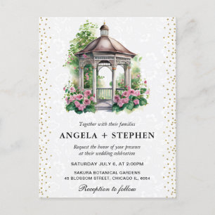 Carte Postale Gazebo de mariage de jardin de printemps à l'aquar