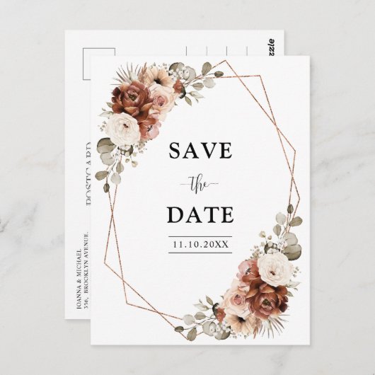 Carte Postale Gazon de Pampas en Terracotta Géométrique Enregist (Devant / Derrière)