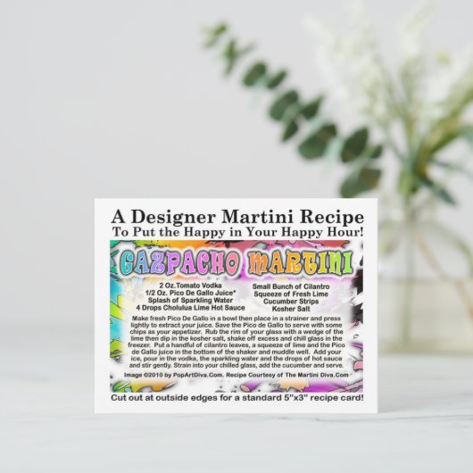 Carte postale Gazpacho Martini Recette (Debout devant)