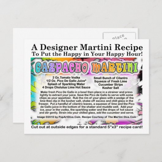 Carte postale Gazpacho Martini Recette (Devant / Derrière)