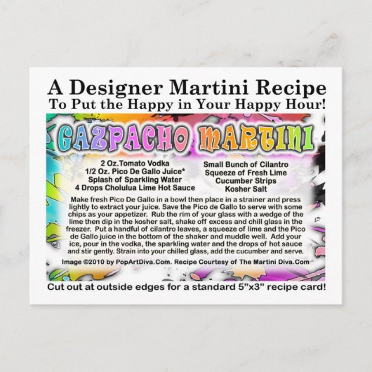 Carte postale Gazpacho Martini Recette (Devant)
