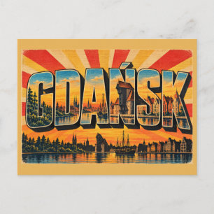 Carte Postale Gdańsk Grue portuaire Rivière Motława Art