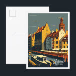 Carte Postale Gdansk Pologne Illustration de voyage artisanale<br><div class="desc">Gdansk Pologne Lieu de voyage Art vintage illustration</div>