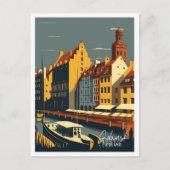 Carte Postale Gdansk Pologne Illustration de voyage artisanale (Devant)