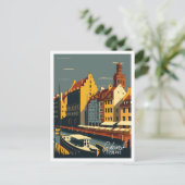 Carte Postale Gdansk Pologne Illustration de voyage artisanale (Debout devant)