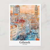 Carte Postale Gdansk Pologne Voyage Aquarelle main tirée (Devant)