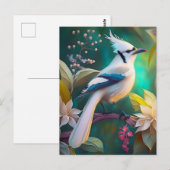 Carte Postale Geai à ailes de sarcelle à touffe blanche oiseau d (Devant / Derrière)