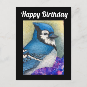 Carte Postale Geai Bleu Oiseau Faune Joyeux Anniversaire