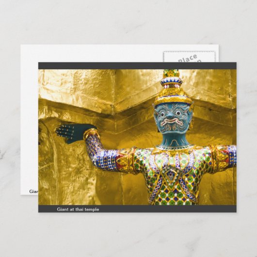Carte Postale Géant au temple thaïlandais (Devant / Derrière)