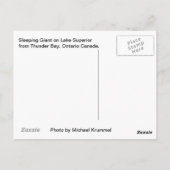 Carte Postale Géant dormant Thunder Bay Canada (Dos)